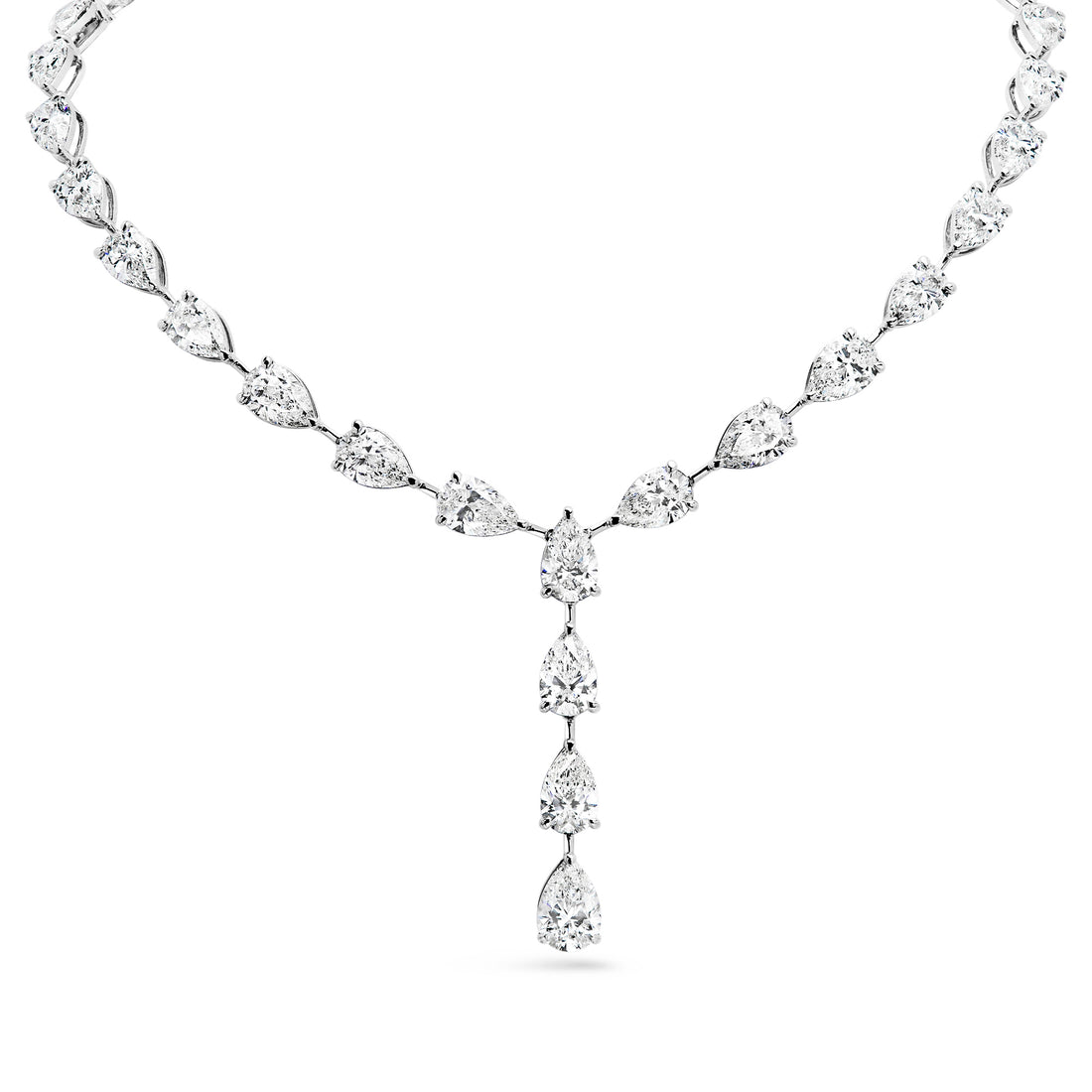 14K White Gold Necklace with 55.16 ct. Lab Grown Pear Diamonds - diamond necklace