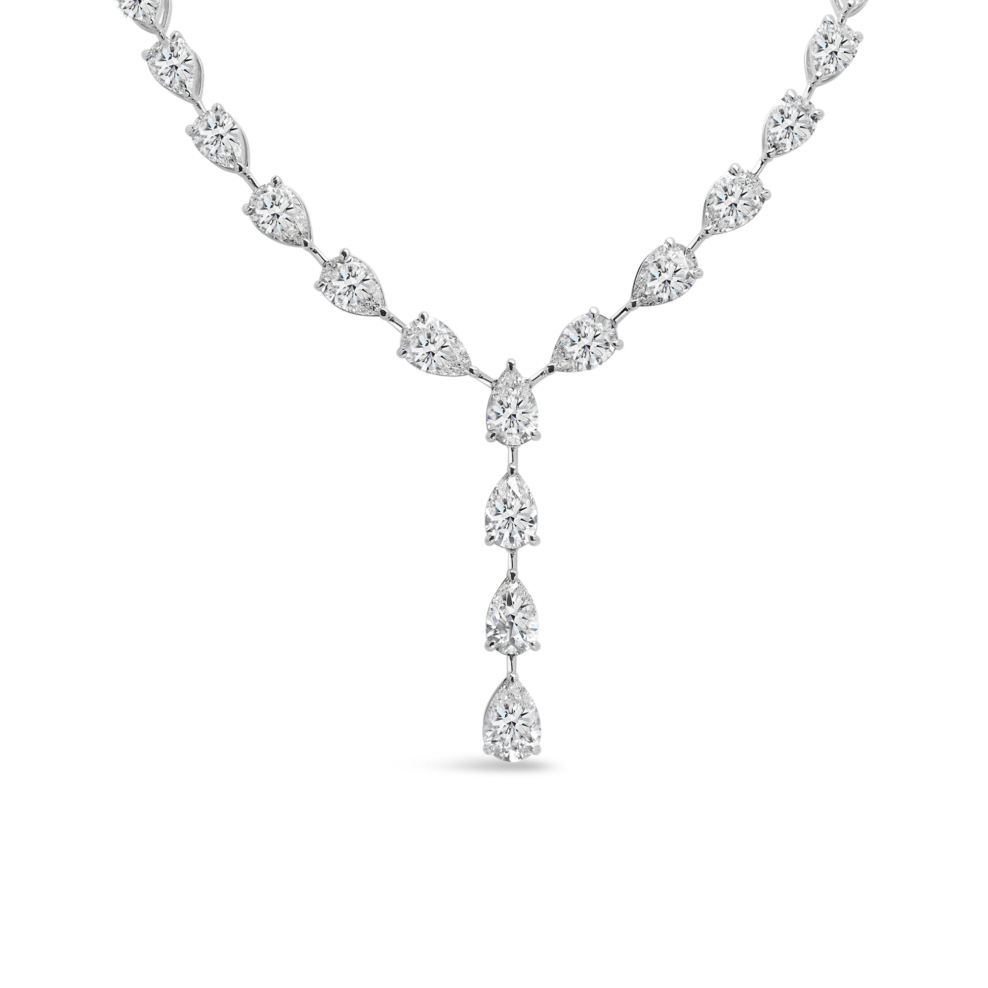 14K White Gold Necklace with 55.16 ct. Lab Grown Pear Diamonds - diamond necklace