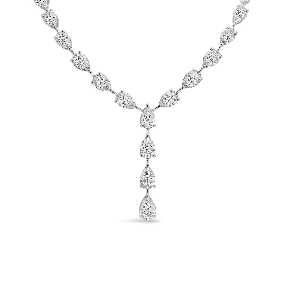 14K White Gold Necklace with 55.16 ct. Lab Grown Pear Diamonds - diamond necklace