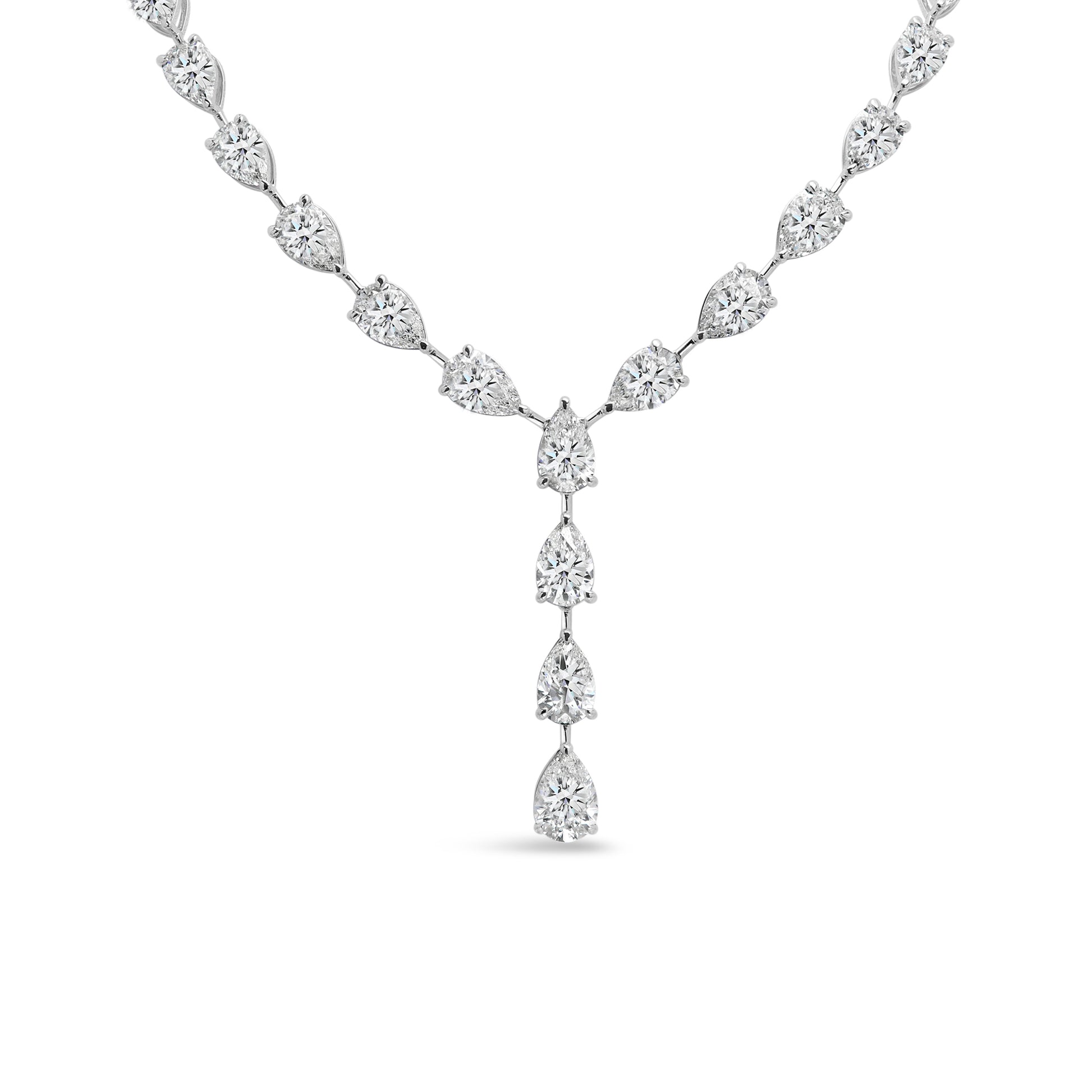 14K White Gold Necklace with 55.16 ct. Lab Grown Pear Diamonds - diamond necklace