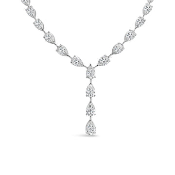 14K White Gold Necklace with 55.16 ct. Lab Grown Pear Diamonds - diamond necklace