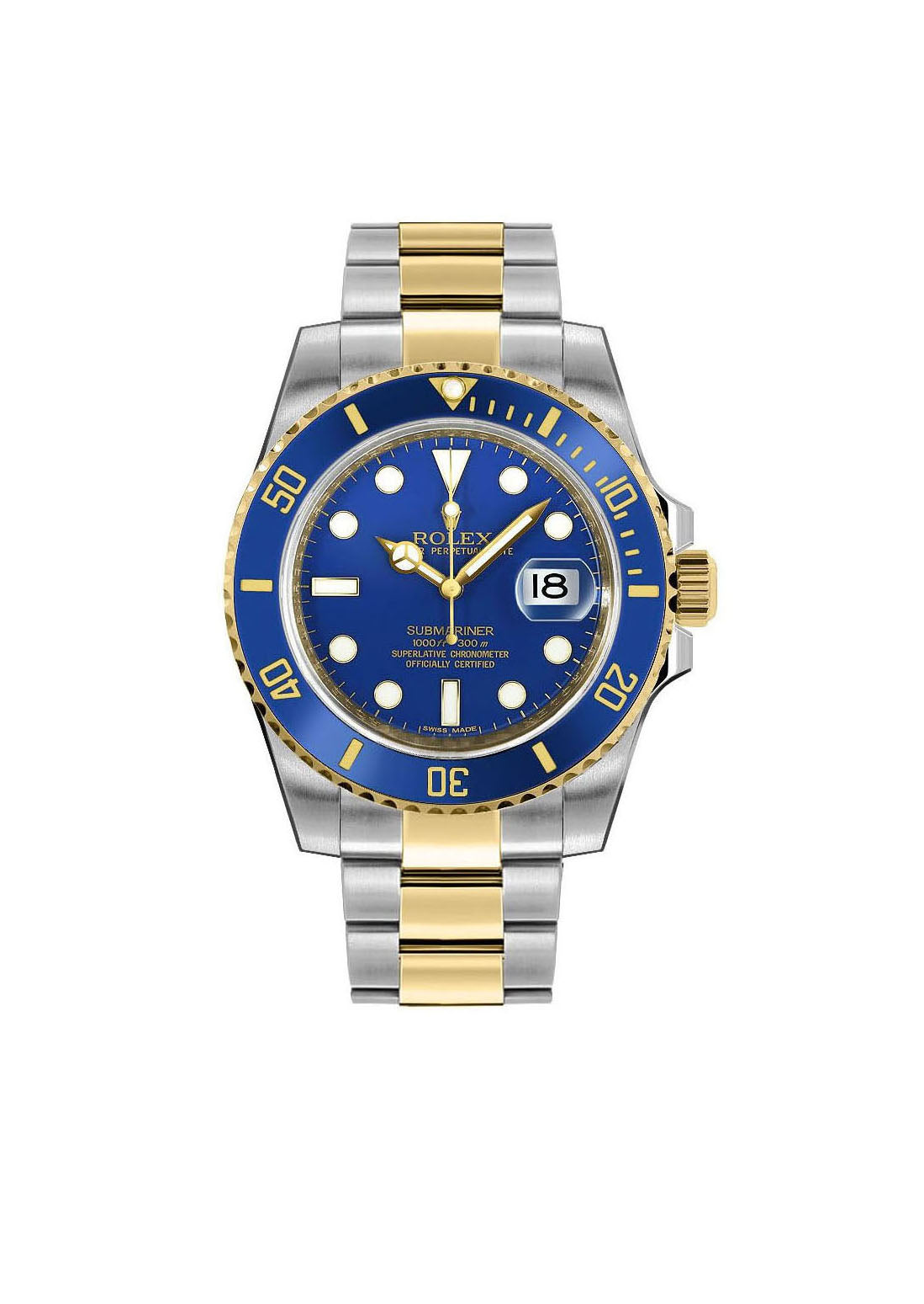 rolex-submariner-40mm-116613lb-18k-yellow-gold stainless-steel-menswatch
